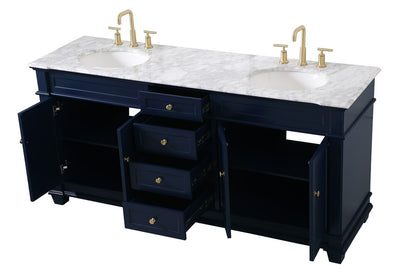 Elegant Furniture & Lighting - Wesley 72 inch Double Bathroom Vanity set in Blue - VF50072DBL veiw 16