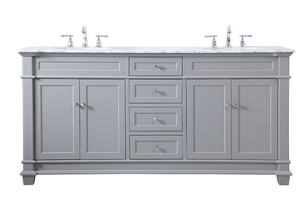 Elegant Furniture & Lighting - Wesley 72 inch Double Bathroom Vanity set in Grey - VF50072DGR veiw 1