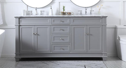 Elegant Furniture & Lighting - Wesley 72 inch Double Bathroom Vanity set in Grey - VF50072DGR veiw 2