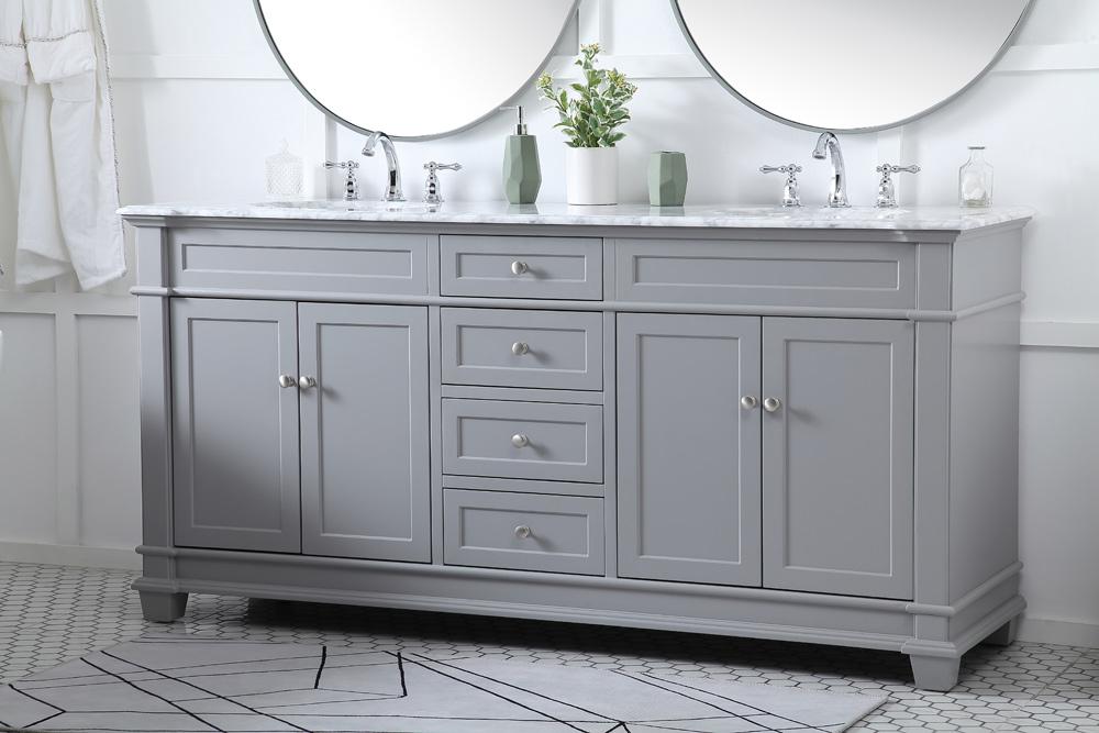 Elegant Furniture & Lighting - Wesley 72 inch Double Bathroom Vanity set in Grey - VF50072DGR veiw 9