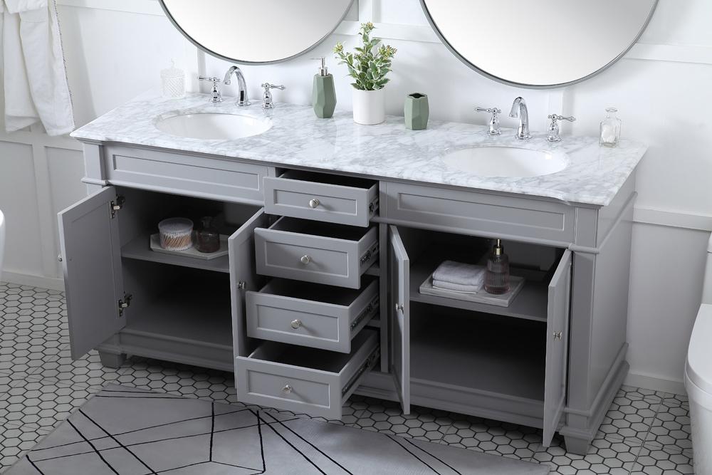 Elegant Furniture & Lighting - Wesley 72 inch Double Bathroom Vanity set in Grey - VF50072DGR veiw 10