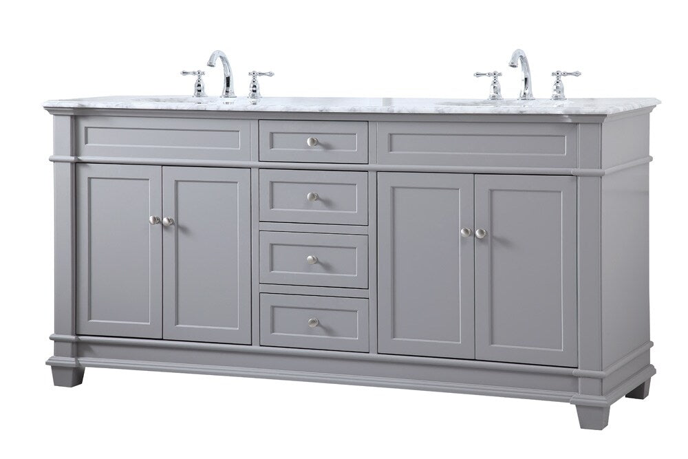 Elegant Furniture & Lighting - Wesley 72 inch Double Bathroom Vanity set in Grey - VF50072DGR veiw 14