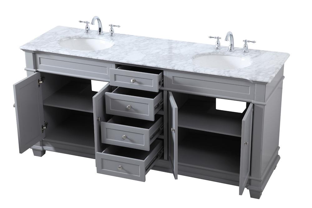 Elegant Furniture & Lighting - Wesley 72 inch Double Bathroom Vanity set in Grey - VF50072DGR veiw 16
