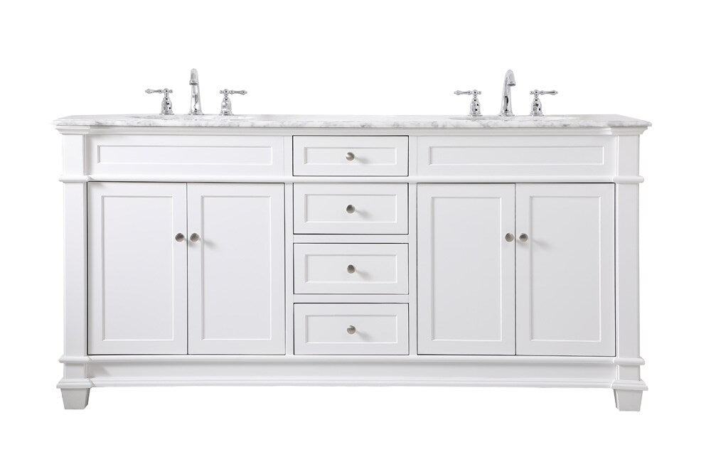 Elegant Furniture & Lighting - Wesley 72 inch Double Bathroom Vanity set in White - VF50072DWH veiw 1