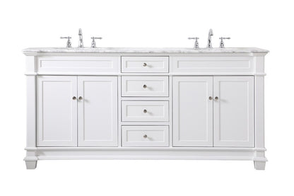 Elegant Furniture & Lighting - Wesley 72 inch Double Bathroom Vanity set in White - VF50072DWH veiw 1