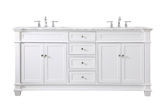 Elegant Furniture & Lighting - Wesley 72 inch Double Bathroom Vanity set in White - VF50072DWH veiw 1