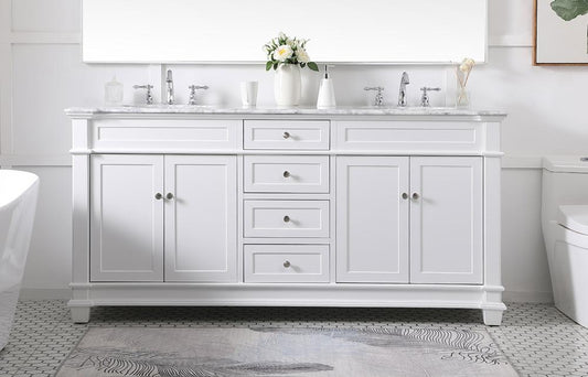 Elegant Furniture & Lighting - Wesley 72 inch Double Bathroom Vanity set in White - VF50072DWH veiw 2