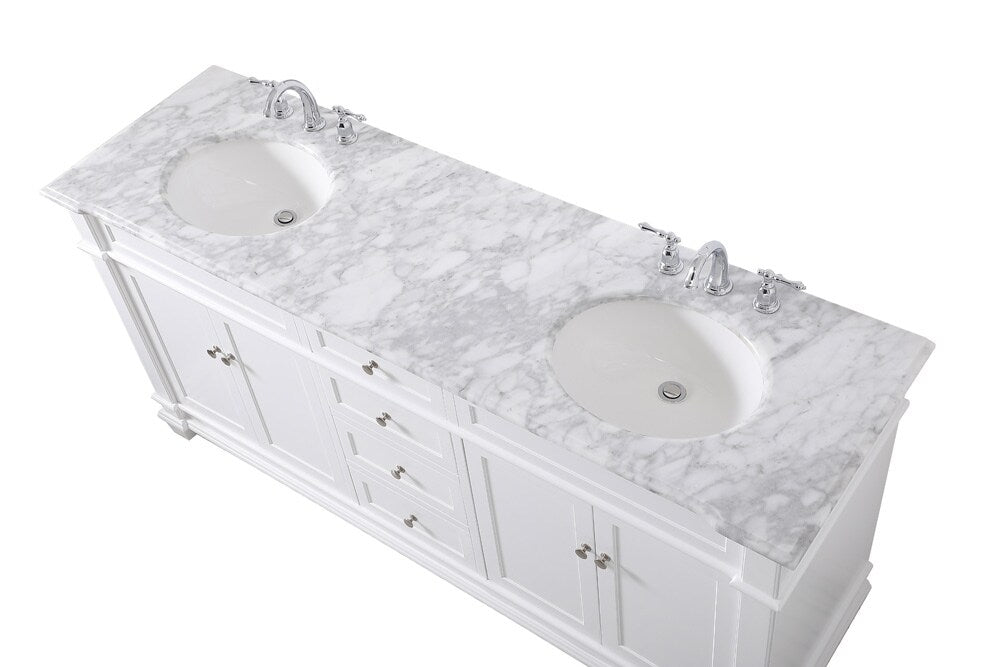 Elegant Furniture & Lighting - Wesley 72 inch Double Bathroom Vanity set in White - VF50072DWH veiw 3