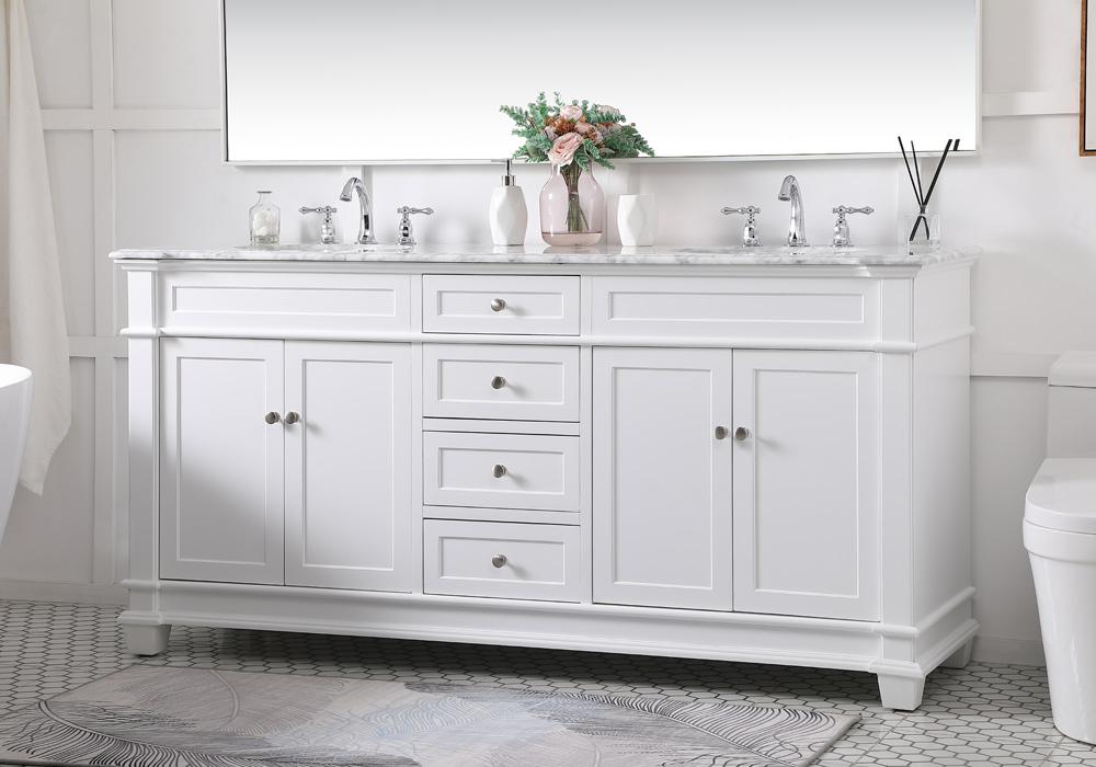 Elegant Furniture & Lighting - Wesley 72 inch Double Bathroom Vanity set in White - VF50072DWH veiw 9