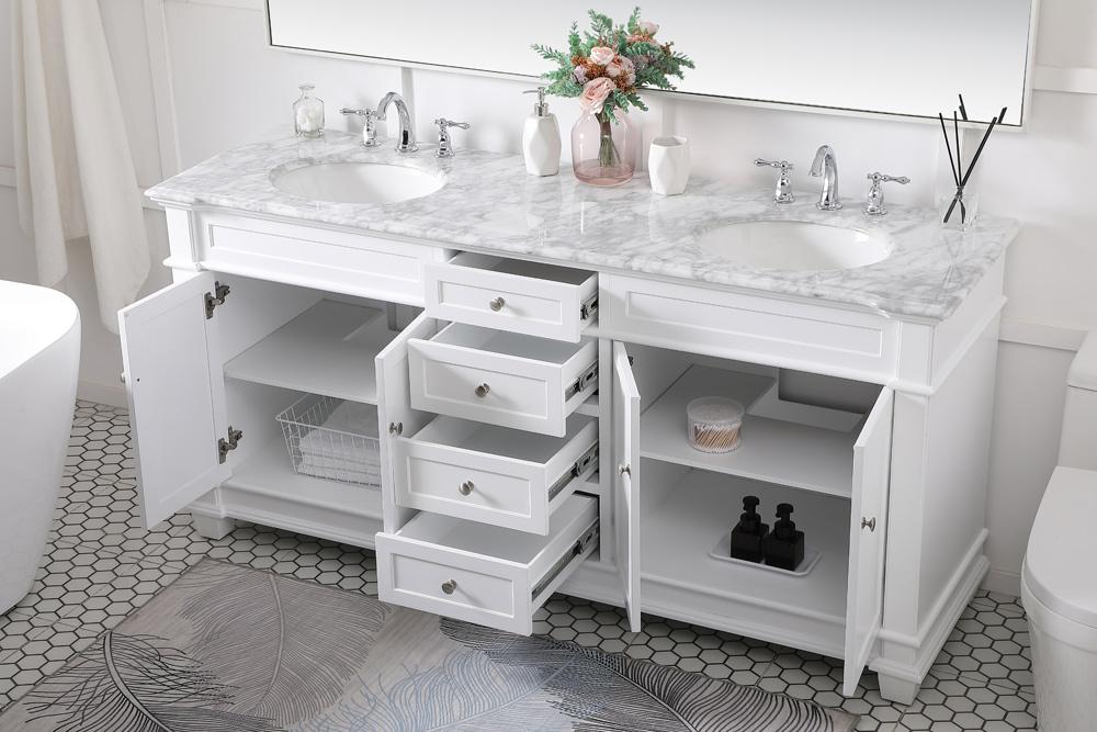 Elegant Furniture & Lighting - Wesley 72 inch Double Bathroom Vanity set in White - VF50072DWH veiw 10