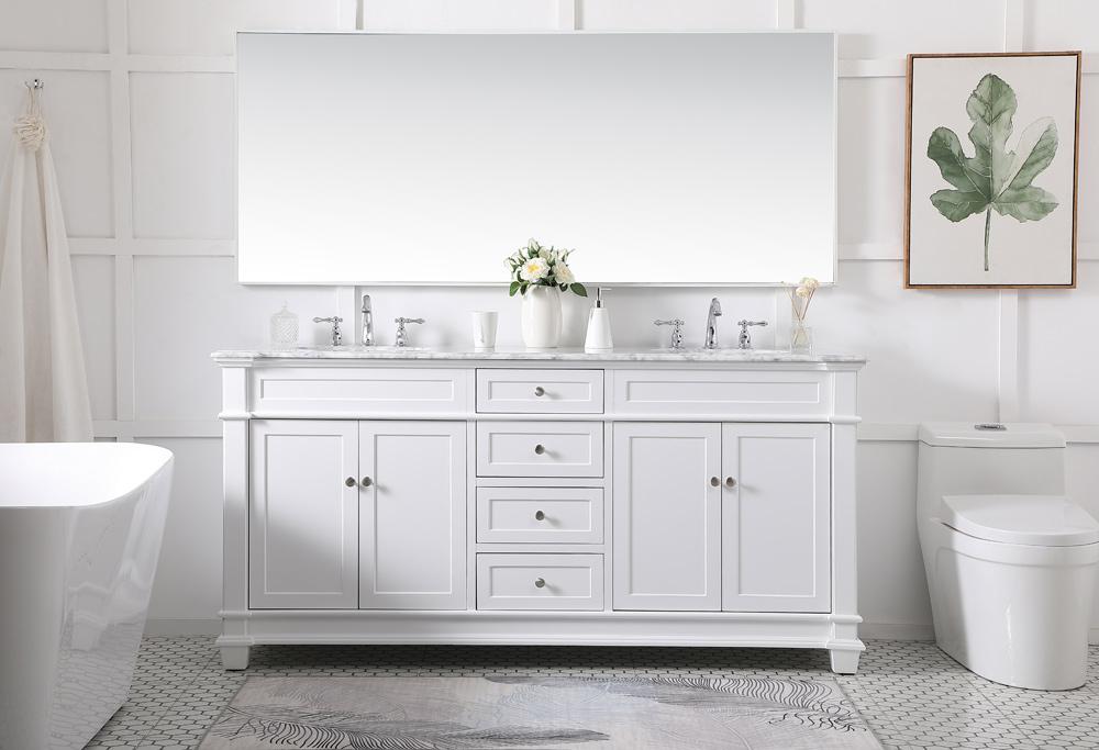 Elegant Furniture & Lighting - Wesley 72 inch Double Bathroom Vanity set in White - VF50072DWH veiw 11