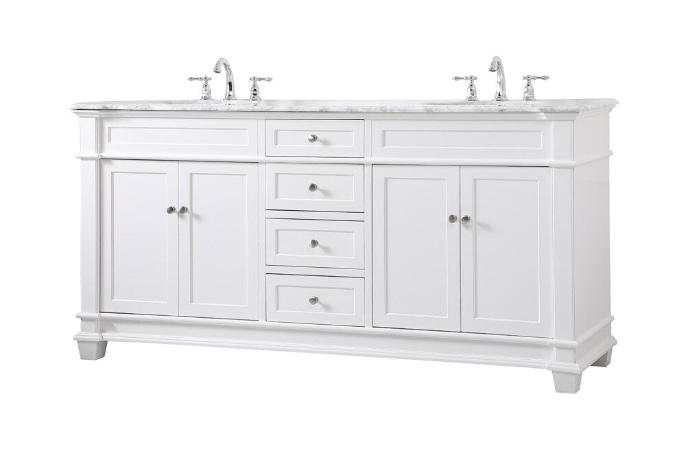 Elegant Furniture & Lighting - Wesley 72 inch Double Bathroom Vanity set in White - VF50072DWH veiw 14