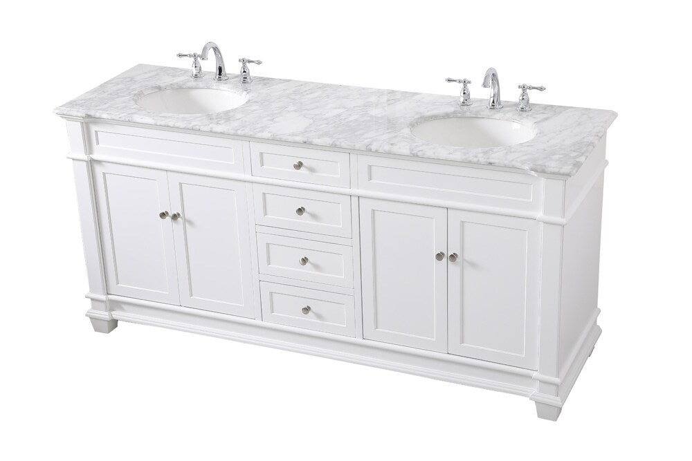 Elegant Furniture & Lighting - Wesley 72 inch Double Bathroom Vanity set in White - VF50072DWH veiw 15