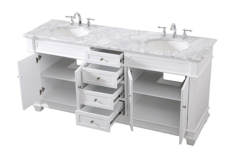Elegant Furniture & Lighting - Wesley 72 inch Double Bathroom Vanity set in White - VF50072DWH veiw 16