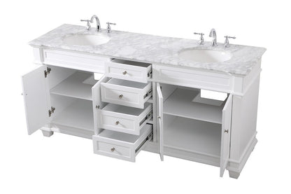 Elegant Furniture & Lighting - Wesley 72 inch Double Bathroom Vanity set in White - VF50072DWH veiw 16