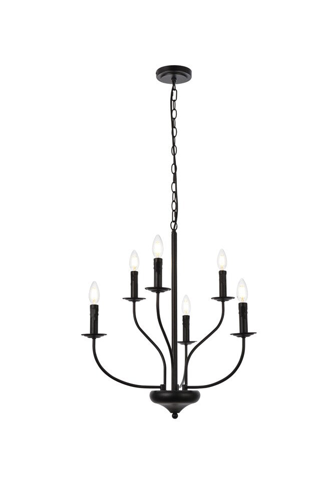 Elegant Furniture & Lighting - Westley 6 lights pendant in black - LD7046D24BK veiw 1