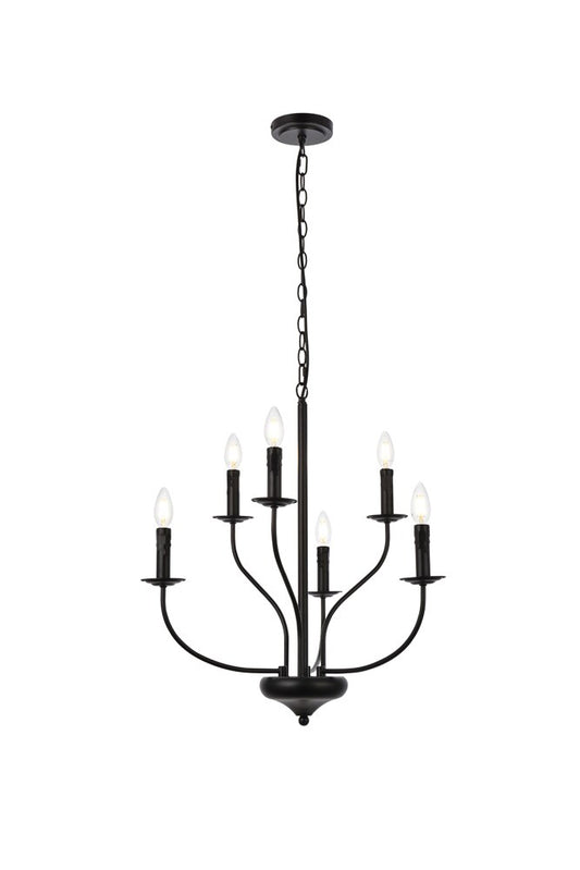 Elegant Furniture & Lighting - Westley 6 lights pendant in black - LD7046D24BK veiw 1
