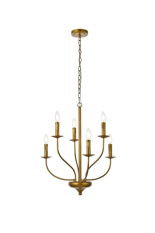 Elegant Furniture & Lighting - Westley 6 lights pendant in brass - LD7046D24BR veiw 1