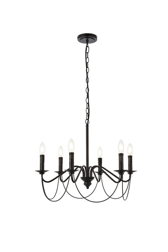 Elegant Furniture & Lighting - Westley 6 lights pendant in black - LD7048D24BK veiw 1