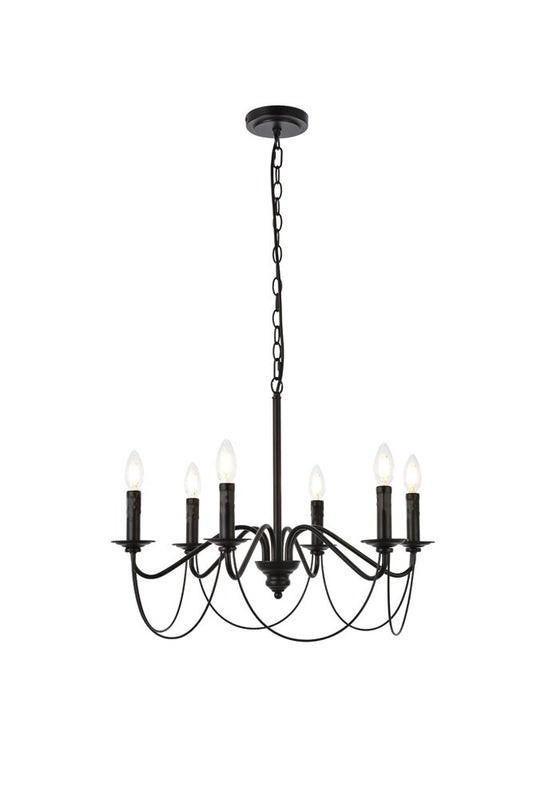Elegant Furniture & Lighting - Westley 6 lights pendant in black - LD7048D24BK veiw 1