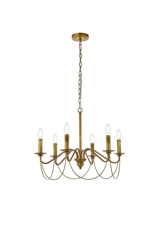 Elegant Furniture & Lighting - Westley 6 lights pendant in brass - LD7048D24BR veiw 1