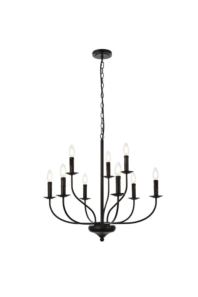 Elegant Furniture & Lighting - Westley 9 lights pendant in black - LD7047D28BK veiw 1