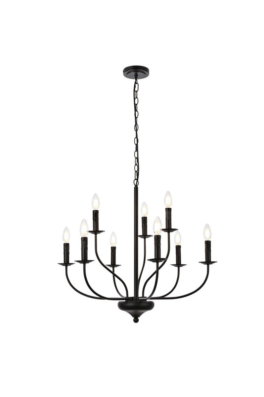 Elegant Furniture & Lighting - Westley 9 lights pendant in black - LD7047D28BK veiw 1