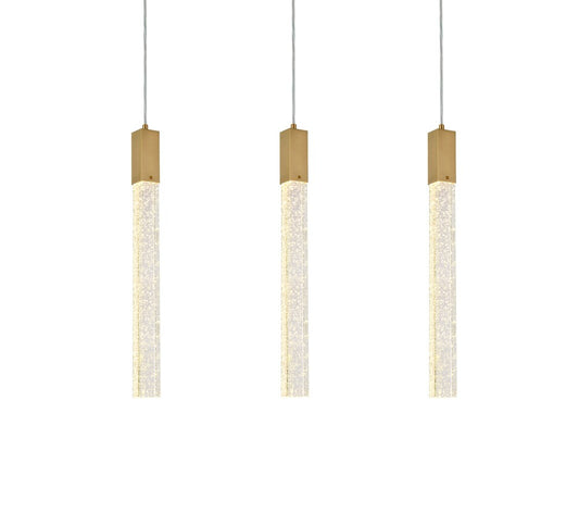 Elegant Furniture & Lighting - Weston 3 lights pendant in satin gold - 2066S32SG veiw 1