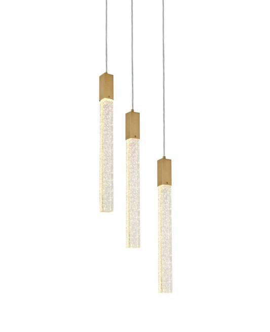 Elegant Furniture & Lighting - Weston 3 lights pendant in satin gold - 2067D16SG veiw 1
