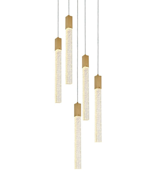 Elegant Furniture & Lighting - Weston 5 lights pendant in satin gold - 2066D16SG veiw 1