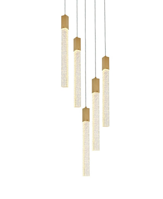 Elegant Furniture & Lighting - Weston 5 lights pendant in satin gold - 2067D20SG veiw 1