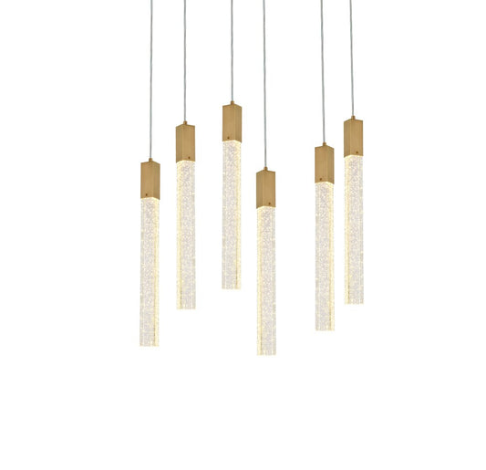 Elegant Furniture & Lighting - Weston 6 lights pendant in satin gold - 2066D32SG veiw 1