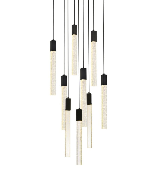 Elegant Furniture & Lighting - Weston 9 lights pendant in black - 2066D20BK veiw 1