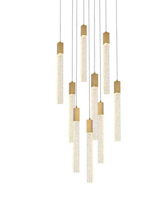 Elegant Furniture & Lighting - Weston 9 lights pendant in satin gold - 2066D20SG veiw 1