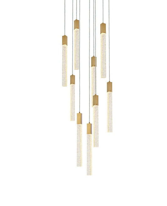 Elegant Furniture & Lighting - Weston 9 lights pendant in satin gold - 2067D24SG veiw 1