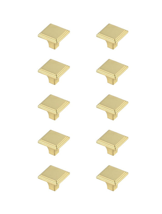 Elegant Furniture & Lighting - Wilow 1in Brushed Gold Square Knob Multipack (Set of 10) - KB2012-GD-10PK veiw 1