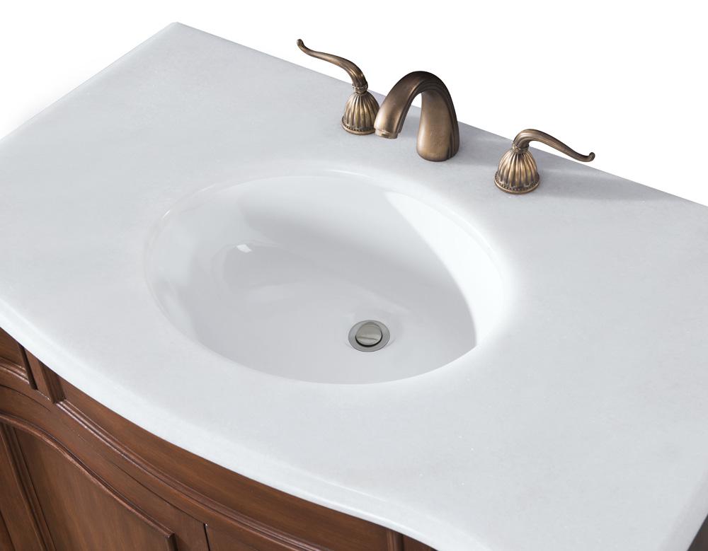 Elegant Furniture & Lighting - Windsor 36 inch Single Bathroom vanity in brown with ivory white engineered marble - VF-1047-VW veiw 7