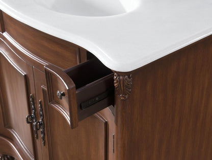 Elegant Furniture & Lighting - Windsor 36 inch Single Bathroom vanity in brown with ivory white engineered marble - VF-1047-VW veiw 8