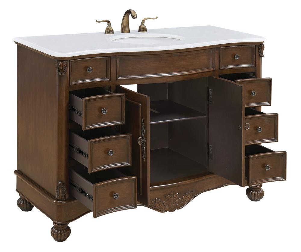 Elegant Furniture & Lighting - Windsor 48 inch Single Bathroom vanity in Teak Color with ivory white engineered marble - VF-1034-VW veiw 4