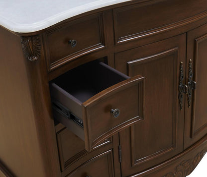 Elegant Furniture & Lighting - Windsor 48 inch Single Bathroom vanity in Teak Color with ivory white engineered marble - VF-1034-VW veiw 7