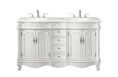 Elegant Furniture & Lighting - Windsor 60 inch Double Bathroom vanity in Antique white with ivory white engineered marble - VF-1049-VW veiw 1