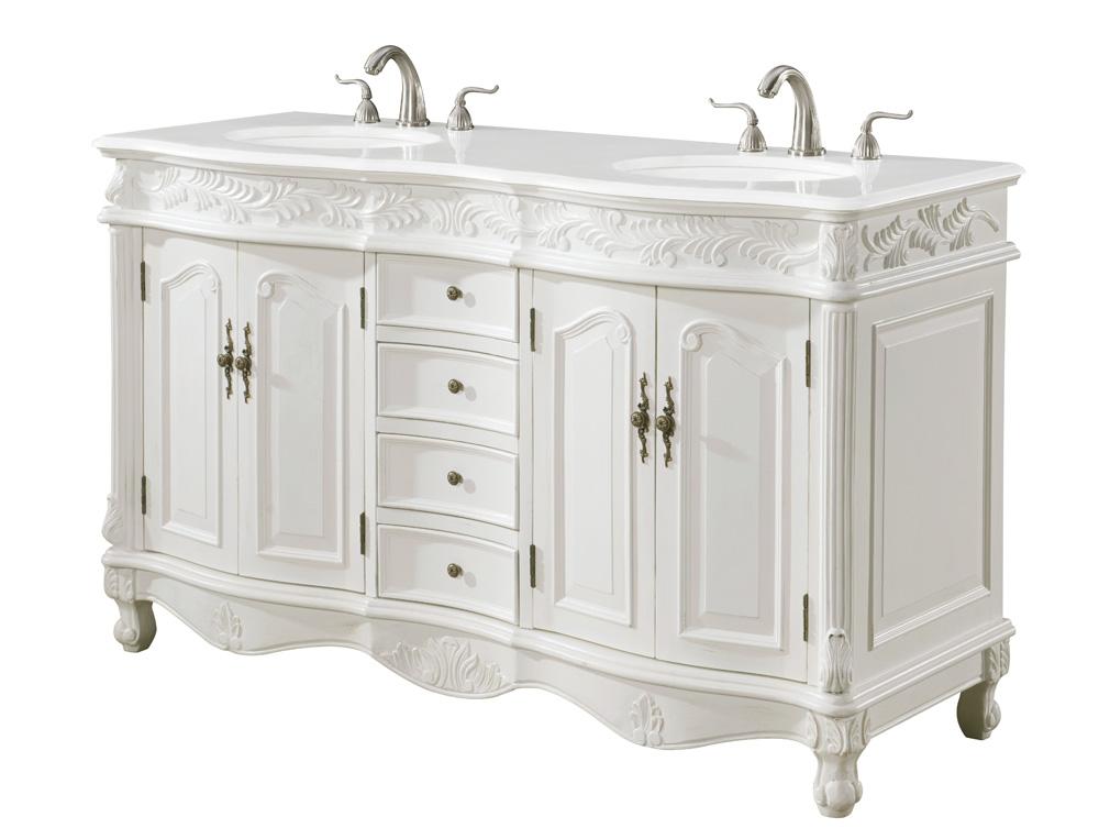 Elegant Furniture & Lighting - Windsor 60 inch Double Bathroom vanity in Antique white with ivory white engineered marble - VF-1049-VW veiw 6