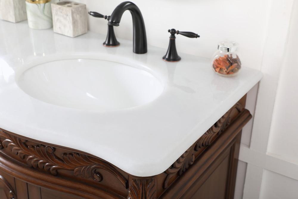 Elegant Furniture & Lighting - Windsor 60 inch double Bathroom vanity in teak with ivory white engineered marble - VF-1049TK-VW veiw 6