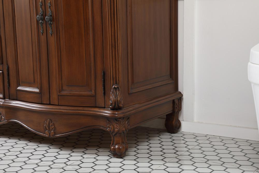 Elegant Furniture & Lighting - Windsor 60 inch double Bathroom vanity in teak with ivory white engineered marble - VF-1049TK-VW veiw 7