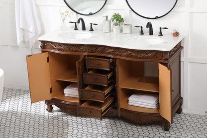 Elegant Furniture & Lighting - Windsor 60 inch double Bathroom vanity in teak with ivory white engineered marble - VF-1049TK-VW veiw 10