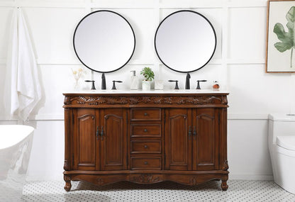 Elegant Furniture & Lighting - Windsor 60 inch double Bathroom vanity in teak with ivory white engineered marble - VF-1049TK-VW veiw 11