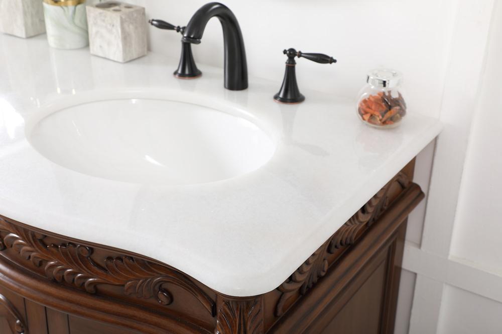 Elegant Furniture & Lighting - Windsor 60 inch double Bathroom vanity in teak with ivory white engineered marble - VF-1049TK-VW veiw 12