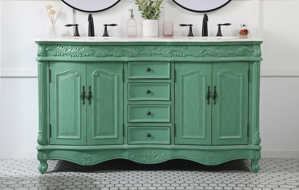 Elegant Furniture & Lighting - Windsor 60 inch double bathroom vanity in vintage mint - VF-1049VM veiw 2