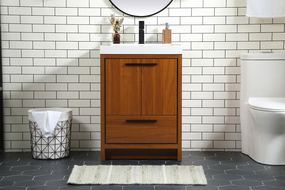 Elegant Furniture & Lighting - Wyatt 24 inch Single bathroom vanity in Teak - VF46024MTK veiw 2