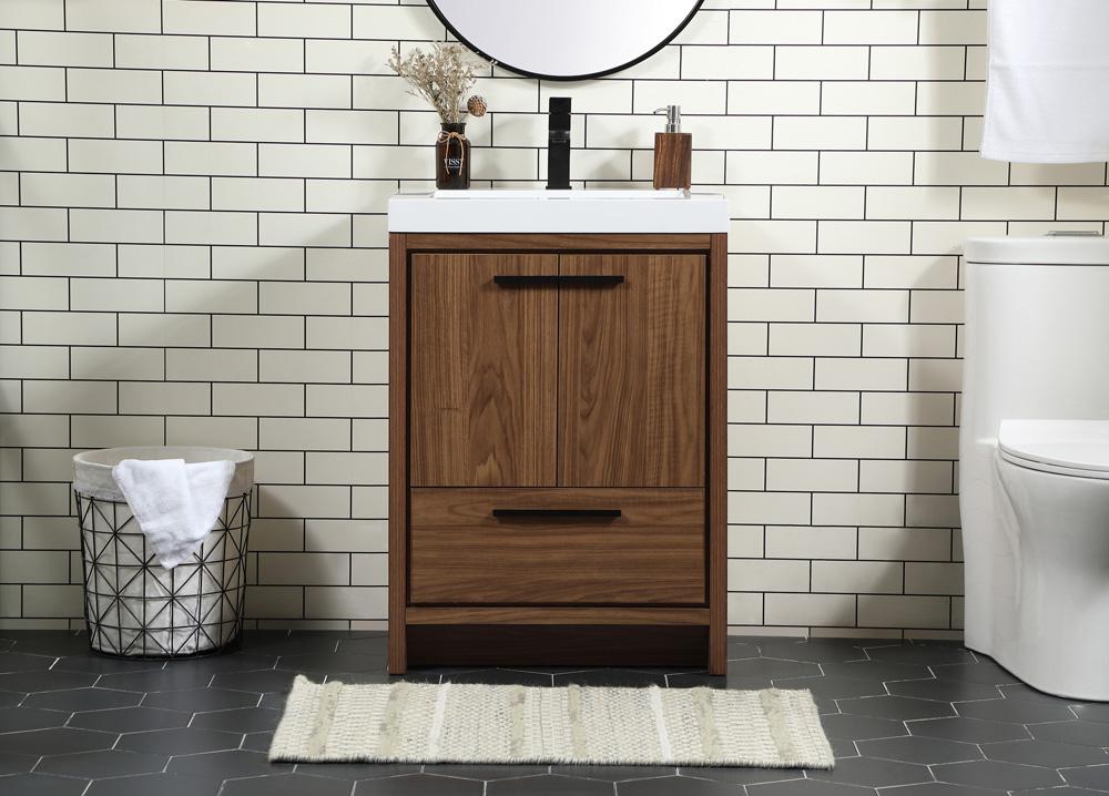 Elegant Furniture & Lighting - Wyatt 24 inch Single bathroom vanity in walnut brown - VF46024WB veiw 2
